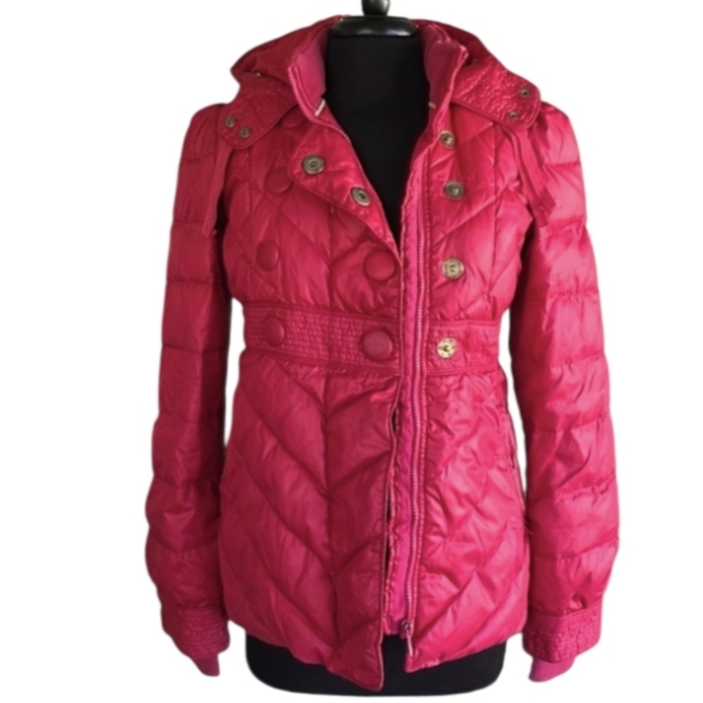 Vintage Y2K Juicy Couture Quilted Puffer Coat Pink Hoodie Bubblegum Aesthetic